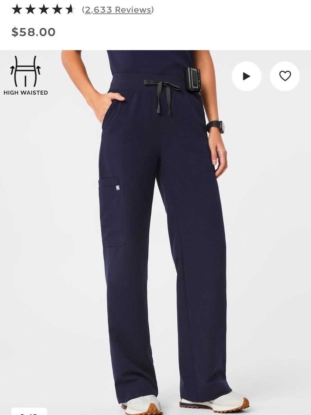 Figs Isabel Wide-Leg Scrub Pants - Navy